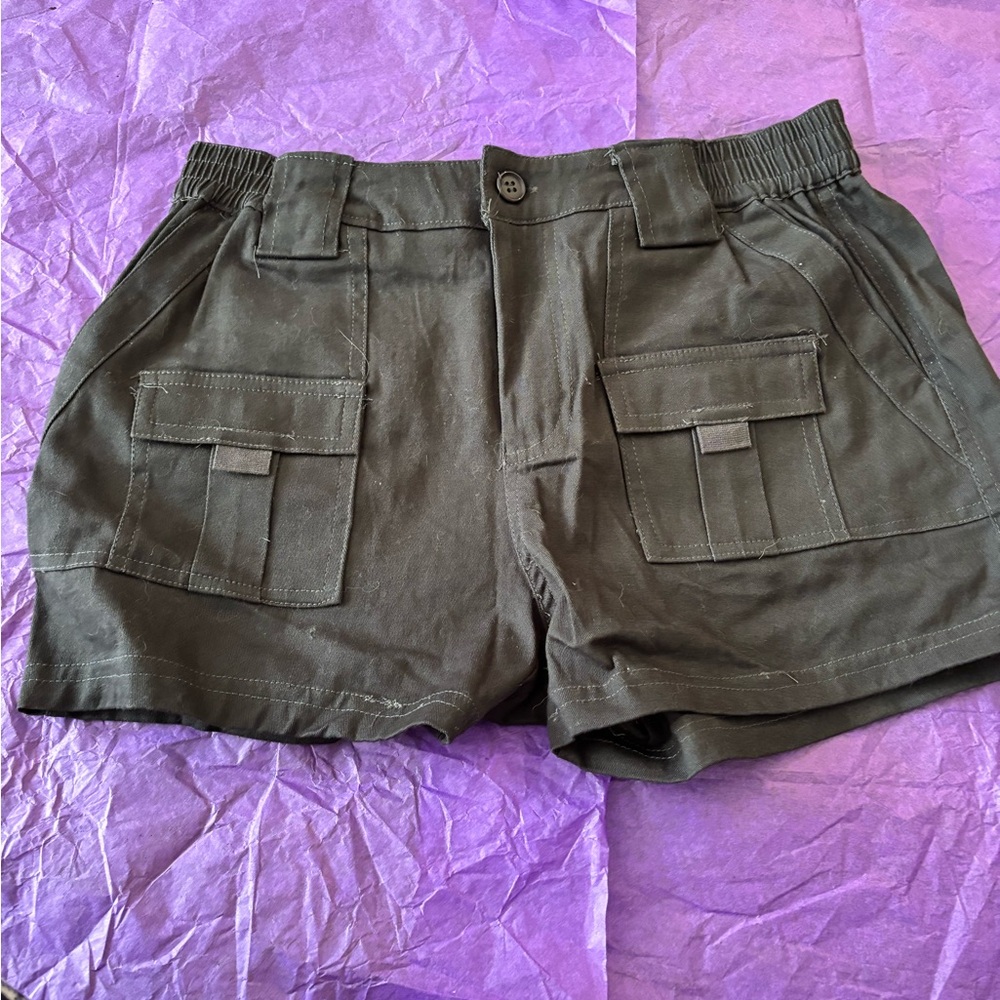 Harper Black Cargo Shorts with Elastic Waistband